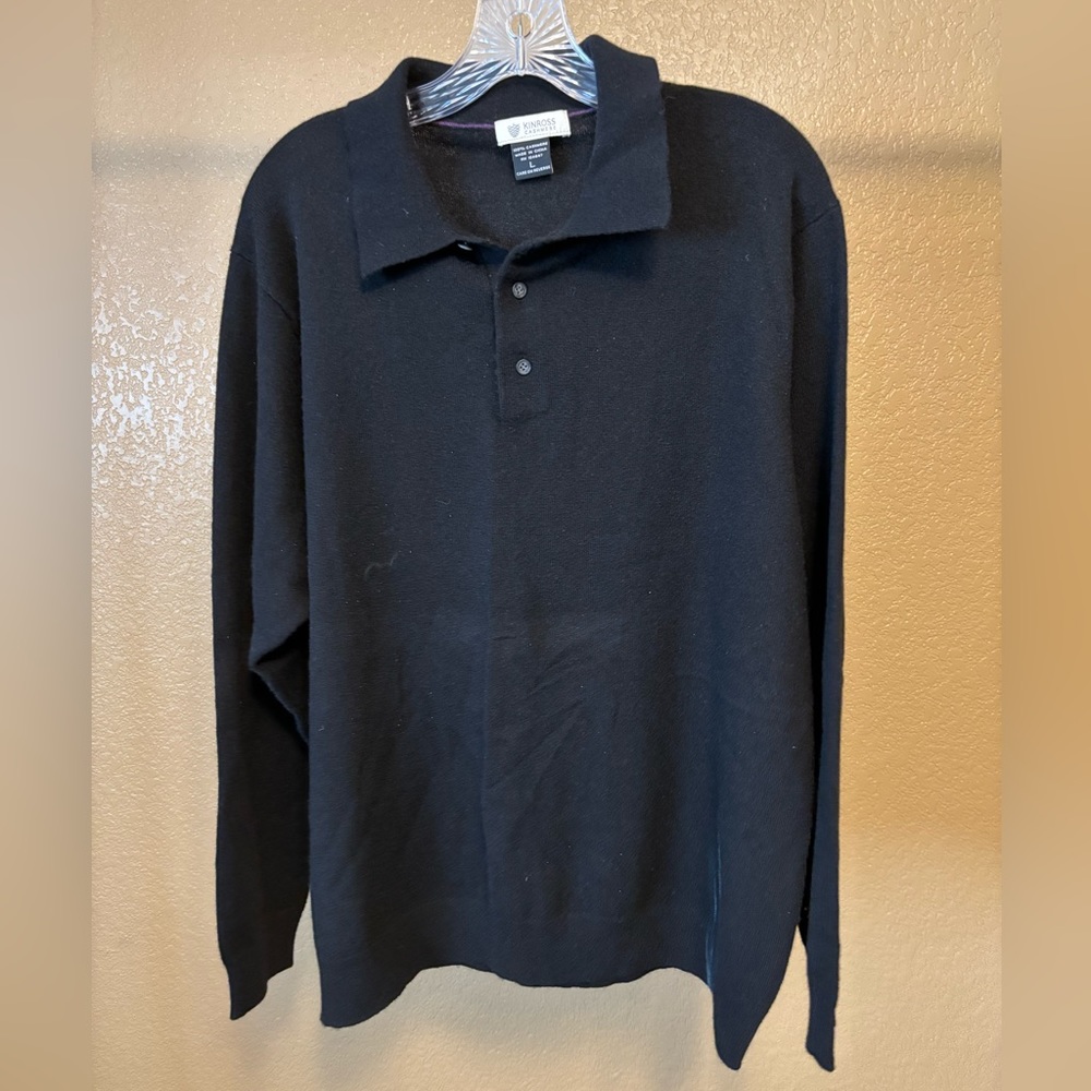 Men’s Kinross Cashmere Black Pullover Sweater